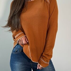 Women's Orange Long Sleeve Top